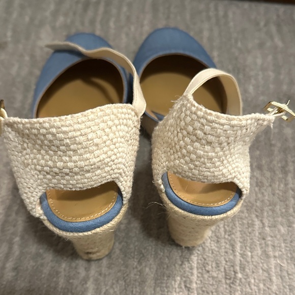 J. Crew Blue and Cream Espadrille Wedges - Picture 5 of 7